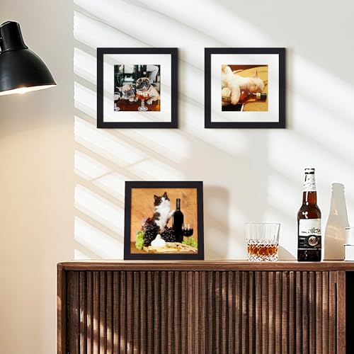 Image of upsimples 7x7 Picture Frame, Display Pictures 5x5 with Mat or 7x7 Without, Wall Hanging Photo Frame, Black, 1 Pack