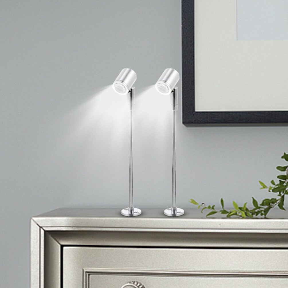 Holibanna Cabinet Spotlight 3W Adjustable Head Silver | Aluminum and iron build, 4000-4200 white light, 21.50 x 3.00 x 2.30 cm, 1 spotlight included
