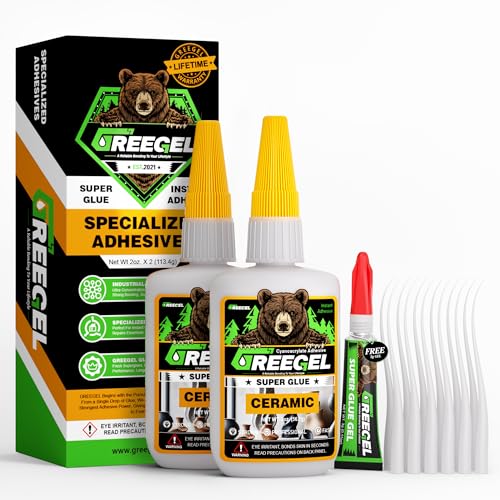 GREEGEL Ceramic Super Glue 4oz, Clear, 2 Pack