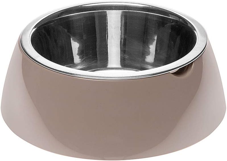 Ferplast Ciotola per Cani Ciotola per Gatti Jolie – Ciotole per Cani per Acqua e Cibo in Acciaio Inox con Supporto in Plastica, Antiscivolo, Media (0,9 L), Tortora