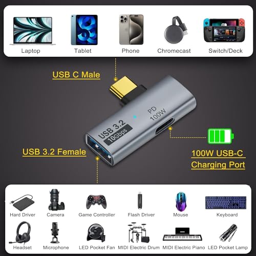 Ukiism 2 In 1 Usb C To Usb 3.2 Otg Adapter With Pd 100W Charging, 10Gbps Usb Otg Adapter For Iphone 15/16, Thunderbolt3/4 Macbook Ipad Air/Pro, Laptop/Tablet/Phone To Connect Camera thumb #5