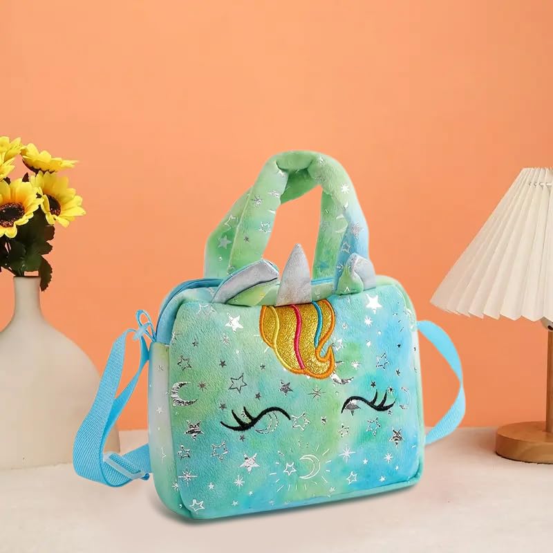 Charming Green Unicorn Corduroy Handbag, Zippered Shoulder Bag with Polyester Lining, Ideal Gift for Women, Novelty Purse3