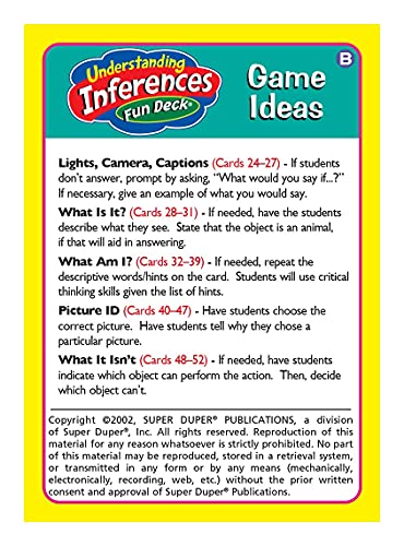 Super Duper Publications | Understanding Inferences Fun Deck | Problem Solving And Reasoning Skills Flash Cards | Educational Learning Materials For Children #TOP6