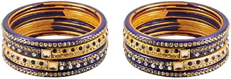 DollsofIndia Set of 2 Stone Studded Lac Bangles - Size - 2-5 and Dia - 2.33 inches (QQ55)