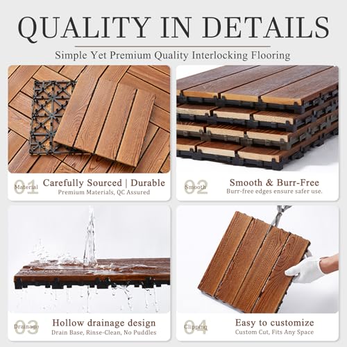 Planches de terrasse balcon carreaux de sol emboîtables - 4