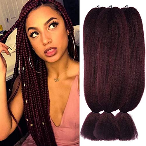 Wome Hair 3Pcs/Lot 48inch Kanekalon Synthetic Jumbo Braiding Hair High Temperature Fiber Crochet Braids Extensions(Dark red 99J,48",57g/Pcs)