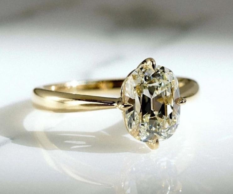 3 CT cushion daimond Cut Engagement Ring,Solitaire Wedding Ring, Compass Setting,women For Her solitire stone gold plated with a transparent,solitire jewellery.2