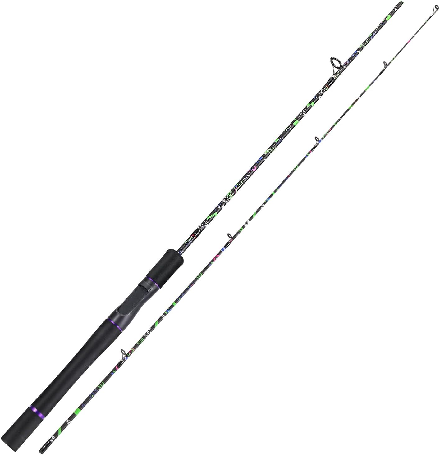 Sougayilang Fishing Rod, 2-Piece Graphite Composite Blank/Fiber Glass Spinning & Casting Rod with EVA Grip, Smooth Transition Fishing Pole