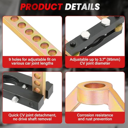 DASBET CV Joint Puller Tool 9 Holes Universal Joint Removal Tool CVJ Axle Separator Tool Remover for Repairing - Image 3
