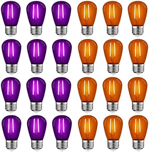 LUXRITE 12-Pack S14 Halloween LED Purple and Orange Light Bulbs, 0.5W ...