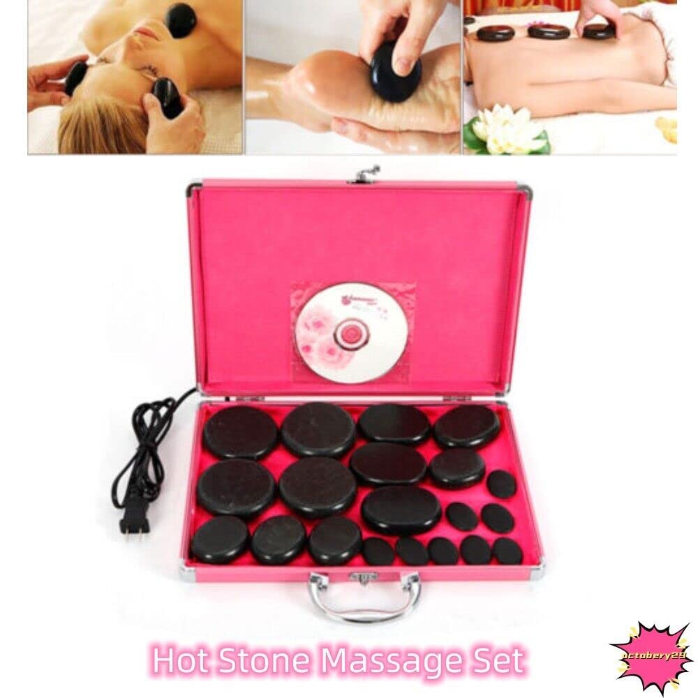 Hot Stone - Set de masaje de piedra de basalto, grande, caliente, caliente, ideal para spas, terapia de masaje, relajación, calentador grande