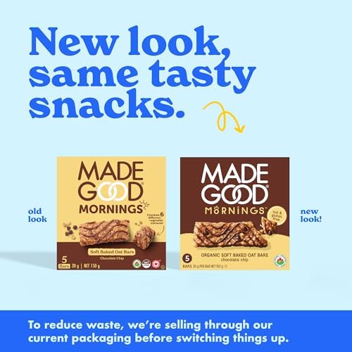 MadeGood Mornings Soft Baked Breakfast Bars, Chocolate Chip, 30g (30 Count) Gluten Free Snacks - 2
