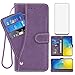 Asuwish Compatible with Samsung Galaxy S10e Wallet Case and Tempered Glass Screen Protector Flip Cover Credit Card Holder Stand Cell Phone Cases for Glaxay S 10e Gaxaly 10se Galaxies Se10 Women Purple