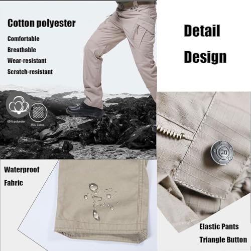 Clovetrend - Tactical Waterproof Ripstop Cargo Pants Multi Pockets Stretch Water Resistant Hiking Outdoor Work Pants3
