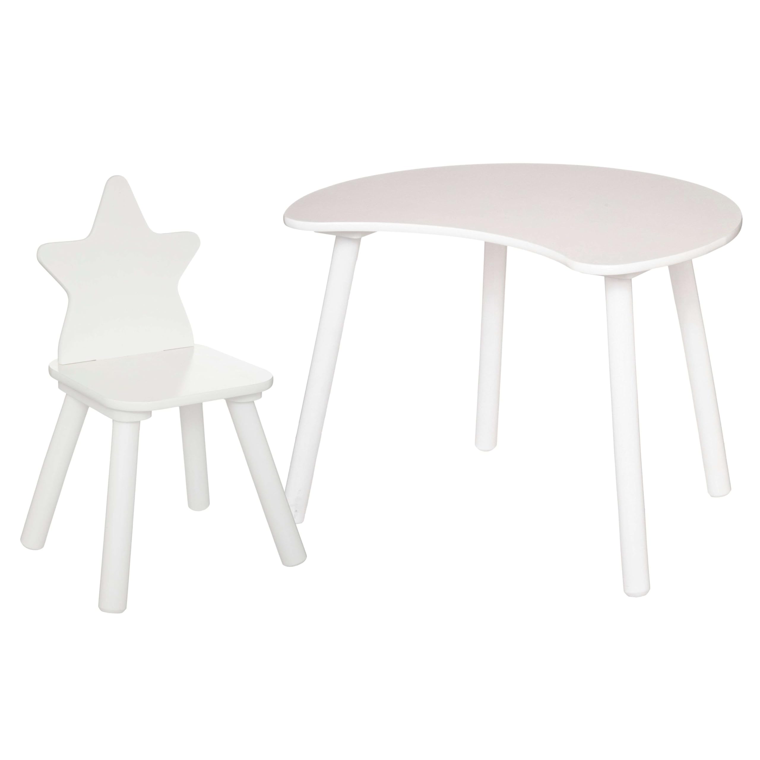 Miroytengo Pack Infantil Mesa Luna + Silla Douceur Conjunto Muebles Infantiles Melamina y Madera Color Blanco