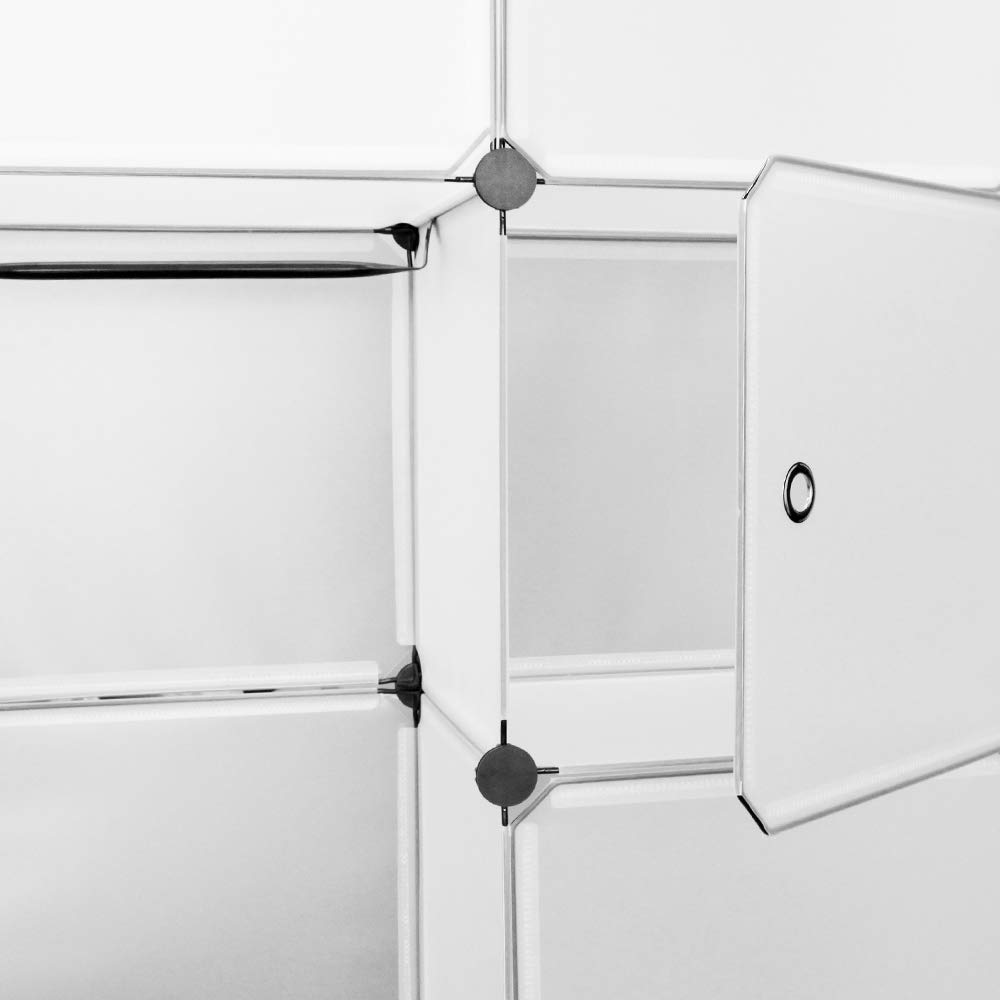 Sonnewelt Regalsystem Kleiderschrank Kunststoff, Regalsystem Würfel mit 20 Würfeln, Vielseitiger Steckschrank aus PP, Weiß Würfelschrank mit Türen für Kleidung, Spielzeug, Schuhe