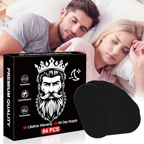 Mundpflaster Schnarchstopper Anti Schnarch - Mouth Tape for sleeping, Schnarchpflaster Extra Starker Halt, Passt für die Meisten Nasen (64 Pack)