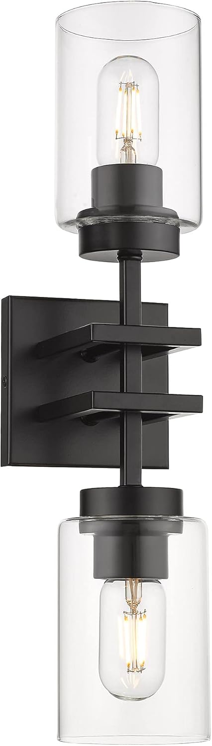 Tribeca 2 Light Wall Sconce Matte Black with Matte Black