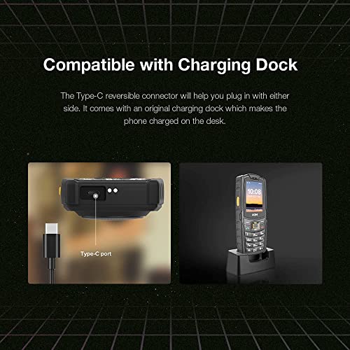 Agm M6 4G Rugged Phone Unlocked With Charging Dock Bar Phone Cell Phone For Seniors, Easy-To-Use Big Font Big Speaker, 2.4" Screen 48Mb+128Mb, 2500Mah Battery, No App No Android, Fm/Led Torch #TOP7