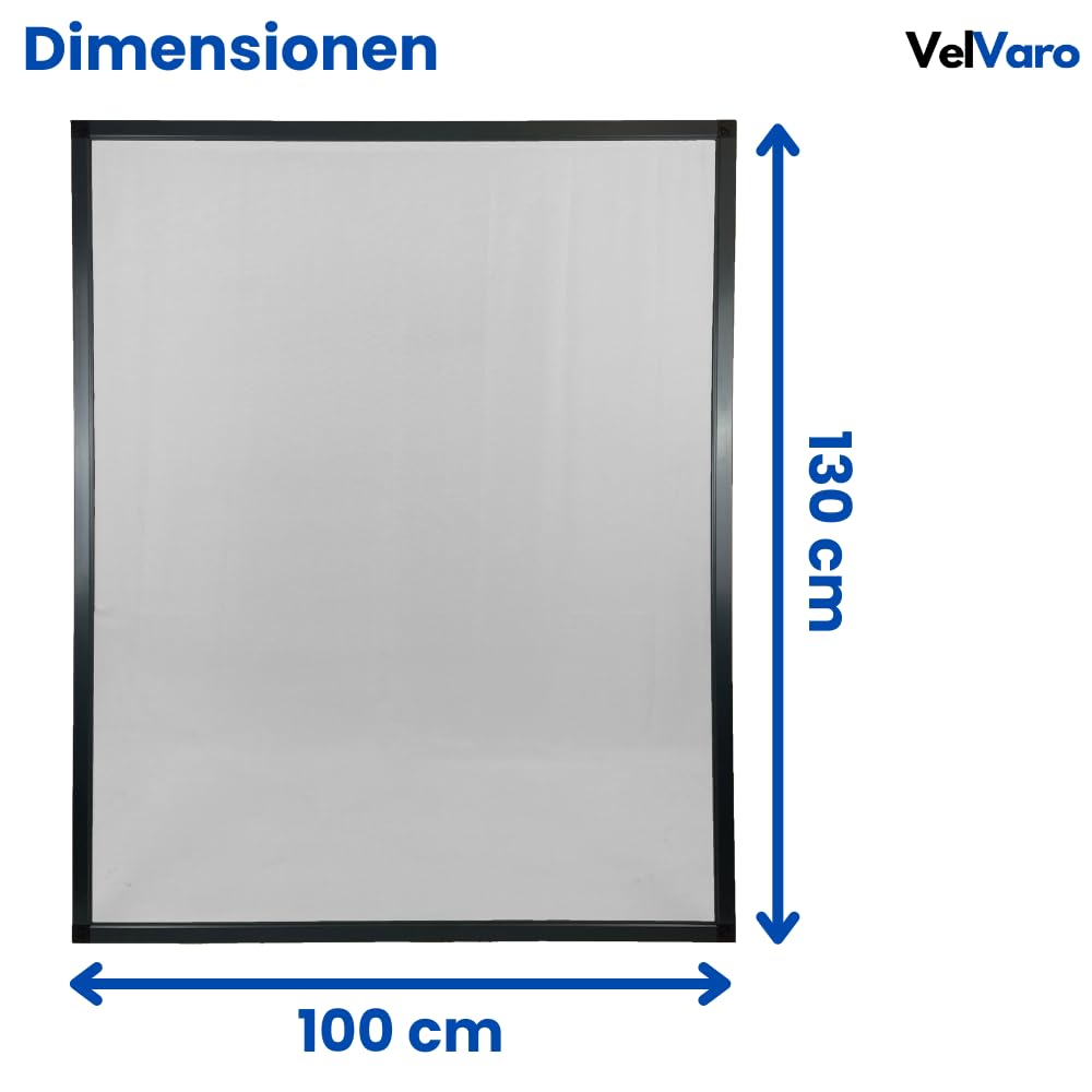 Fliegengitter individuell kürzbarer Selbstbaukasten, zuschneidbarer Spannrahmen, verstellbar, zum Einklicken - VelVaro Insektenschutzgitter Alurahmen Weiß 100x130 cm ohne Bohren