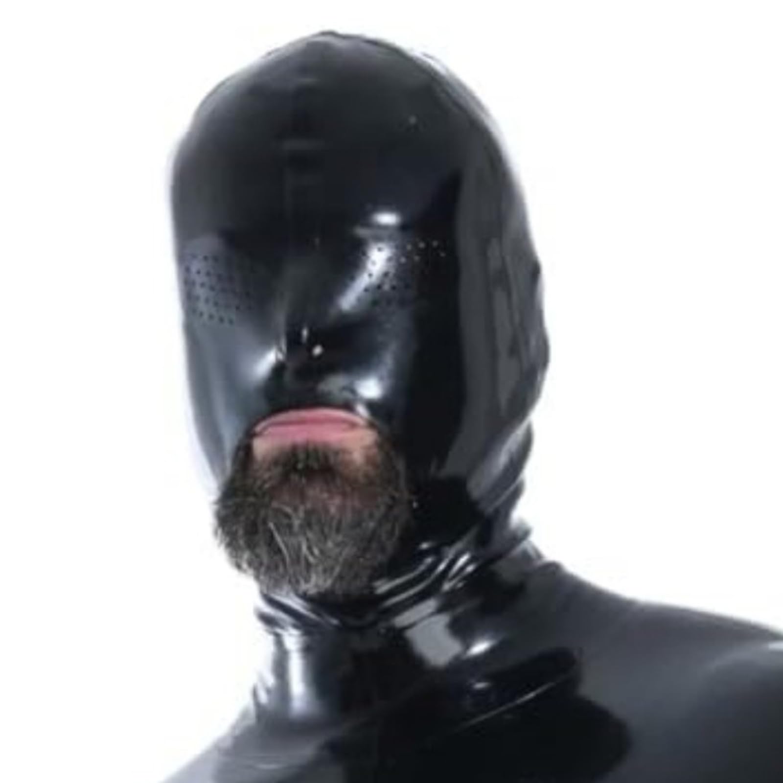 DSPENGS Latex Hood Halloween Full Face Mask Rubber Head Mask Micropores Handmade Special Cool for Club Wear Unisex(Size:L-68CM)