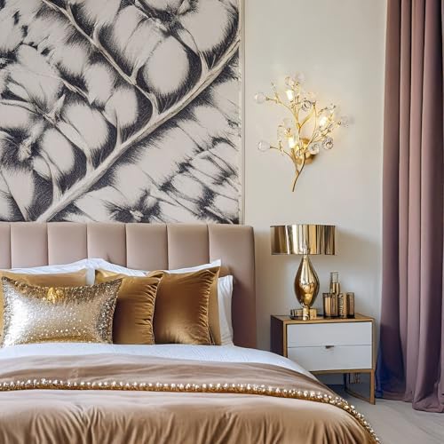 Aplique de pared de rama de cristal para decorar salas de estar 3