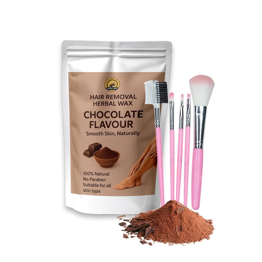 Luxury Lady Bikini Wax Powder for Women – Herbal Hair Removal Chocolate Powder | Painless Wax | No Chemicals, No Irritation | For Bikini Area, Underarms & Body | Smooth Skin | (50Gm+5Brush Turmeric, chocolate)-image-21
