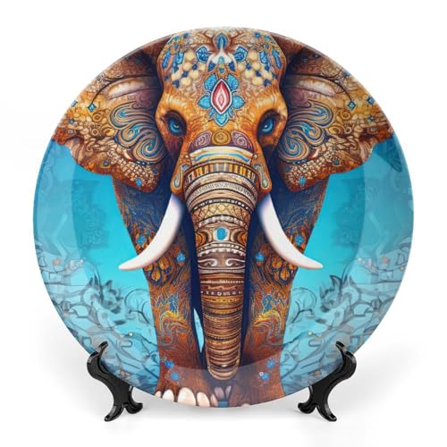 Moeatchood Exquisite Ceramic Decorative Plate, Wild Animals Bone Porcelain Plates with Display Stand for Kitchen Dining Room Wine Cabinet - Bohemian Unique Home Decor, 10inch