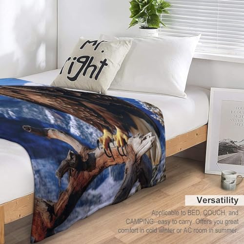 Couverture chaude et confortable en flannel soft imprimé aigle