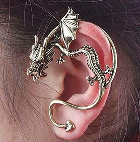 Cfish 3Pieces Halloween Christmas Retro Vintage Black Silver Bronze Punk Temptation Metal Dragon Bite Ear Cuff Clip Wrap Earring Personality Comfortable Not Allergic Earrings #TOP2