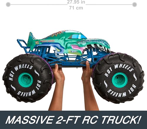 Hot Wheels RC Monster Trucks Mega-Wrex in 1:6th Scale, Extra Large Remote-Control Toy Truck, More Than 2ft Long - Thumbnail 3