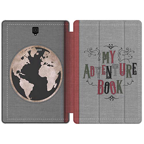 Mertak Case Compatible with Samsung Galaxy Tab S10 Ultra S9+ FE S8 Plus S7 S6 lite S5e S4 S3 A9 A8 A7 A 10.1 8.0 10.5 9.7 My Adventure Book Protective Cover Folding Gray Cartoon Theme Cute for Kids