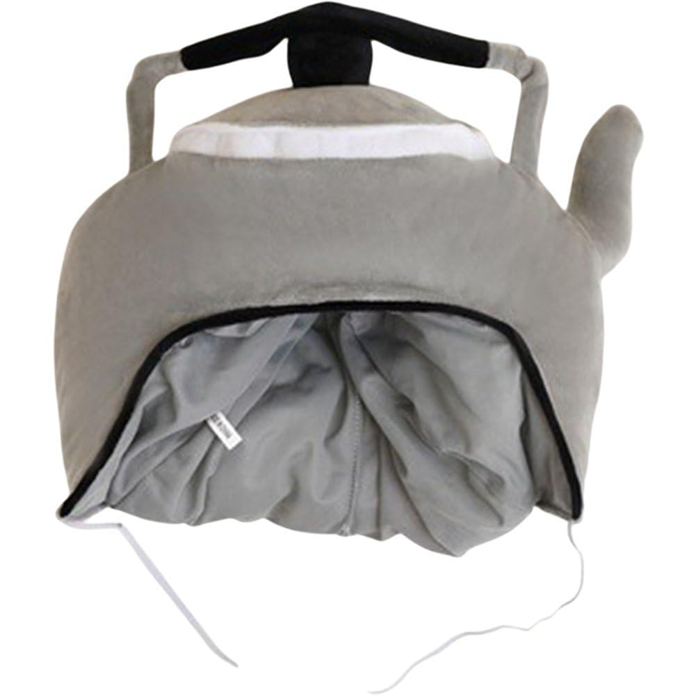 Uzztfa Grey Kettle Headgear Hat, Teapot Hat, Novelty Headgear Headwear, Funny Party Hat, Selfie Hat, Costume Cap For Halloween Dress Up Party Birthday Holiday