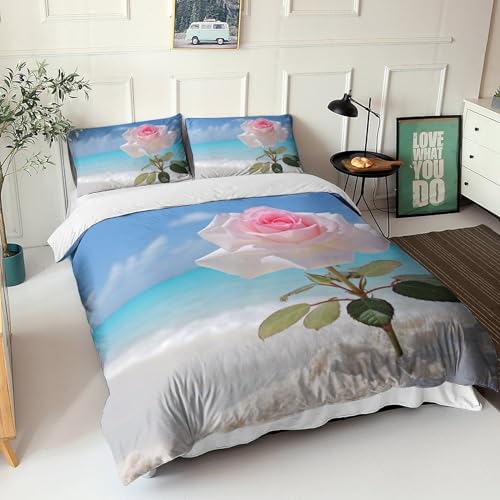 Housse de couette 200x200cm rose à fermeture éclair pour éviter la couette qui glisse