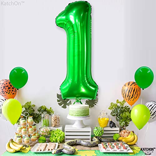 Image of KatchOn Reusable Foil Number 1 Balloons for Green Birthday Decor 40 Inch