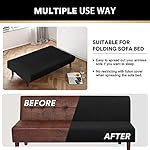 PrinceDeco Stretch Armless Futon Cover Futon Slipcover Full Queen Size Futon Couch Cover Futon Sofa Cover Futon Bed Cover Furniture Protector with Elastic Bottom, Checked Pattern Jacquard, Black - Image 4