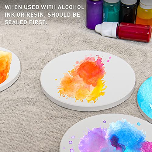 COYMOS Ceramic Coasters for Crafts, 12Pcs Round Blank Coasters Unglazed Ceramic White Tiles for Painting, Alcohol Ink, Acrylic Pouring - Make Your Own Coasters - Cork Backing Pads Included (4 inch)
