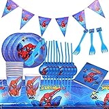 Adecuado para todas las ocasiones: la vajilla es muy adecuada para fiestas de baby shower, fiestas de cumpleaños, fiestas temáticas, fiestas temáticas del océano, fiestas de superhéroes, etc.