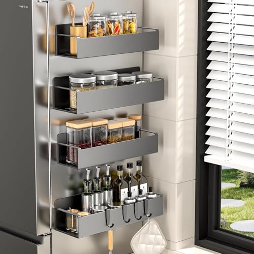 Image of Rellon Spice Rack Organizer for Fridge Seasoning Organizer for Kitchen storage Metal Spice Organiser with Screw or Adhesive Hanging For Kitchen Bathroom,Cosmetic Organizer Masala Stand (PACK OF 6)