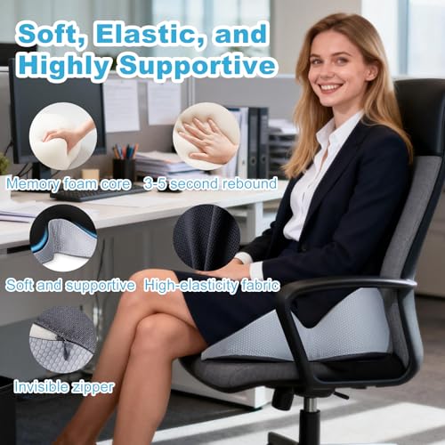 Grirddiv Cuscino Sedia Ufficio, Memory Foam Cuscino Ergonomico Sedia Ufficio, Modellamento Dei Fianchi, Portatile E Regolabile, Memory Foam Per Casa Auto E Sedia A Rotelle - 4