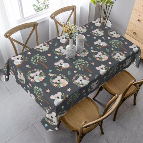 Nappe table koala mignon fleurs anti-tache nappe rectangulaire lavable - 2