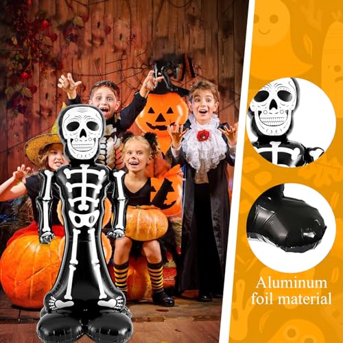 Image of Rozi Decoration Skeleton Foil Balloon Halloween Theme Set of 1 Pc | Decorations Scary for Home, Black and White