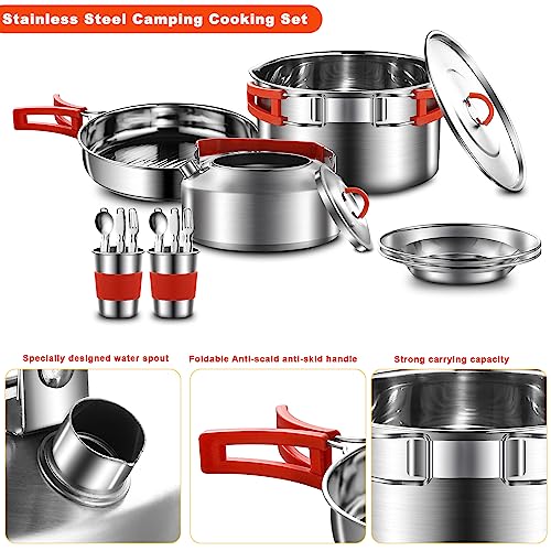 Camping-Cooking-SetCamping-Cookware-Mess-Kit304-Stainless-Steel-Camping-Pot-and-Pan-Set-with-Kettle-Cups-Plates-Forks-Knives-Spoons-for-Camping-Picnic-RVs-for-2-People