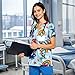 VillbeCoser Scrubs for Women V Neck Cute Printed Scrub Tops Women Nurse Shirt Soft Casual Uniform(D3344-Blue L)