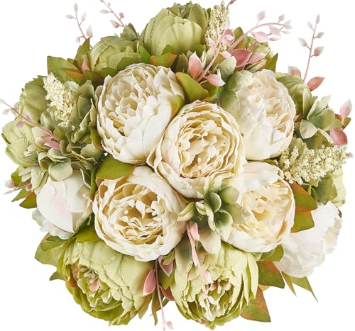 Mkono Peonies Artificial Flowers, 2 Packs 13 Stems Faux Peony Flo...