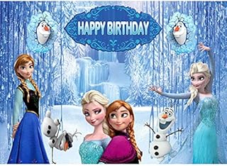 Frozen Photography Background Frozen Happy Birthday Party Backdrop Photo Shoot Backdrop for Children Frozen Birthday Party Supplies Birthday Party Photo Background Decoration Props(1.5 x 1 m)