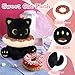 Hagusahuo Black Cat Plush, 8inch Donut Black Cat Stuffed Animal Cute Plushies Toys for Girls Kids Boys, Kawaii Kitten Plushie for Kids Adult Valentine's Day Birthday Gift