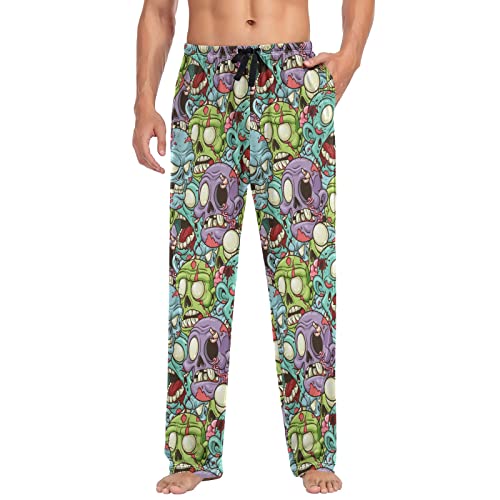 GuoChe Mens Pajama Bottoms Cartoon Zombie Pajama Pants for Men Lounge Pants L3