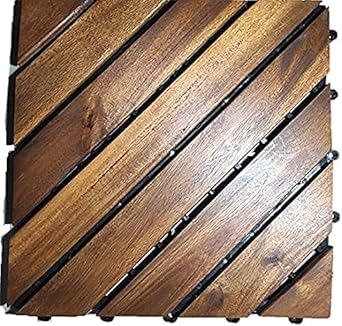 Kayra Decor Wooden Deck Tiles Water Resistant with Interlocking Indoor & Outdoor for Balcony, Garden and Roof 12 x 12 Inches (Pack of 1)