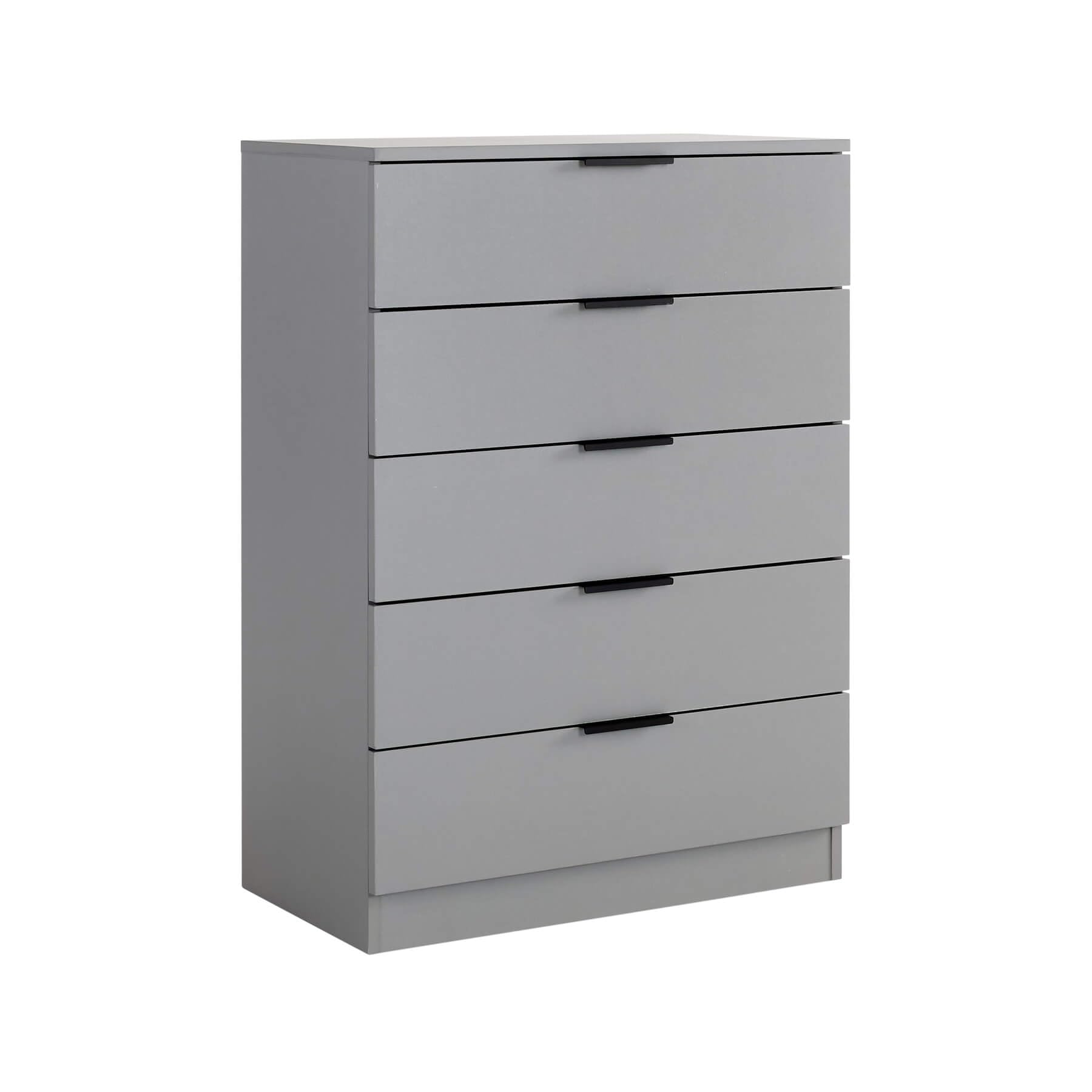 Home Source Bedroom Chest of Drawers Clothing Storage Cabinet, 5 Drawers, Grey — image 1